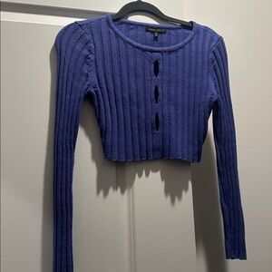 Kendall & Kylie Blue Ribbed Knit Top